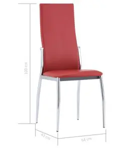 vidaXL Dining Chairs 4 pcs Red Faux Leather
