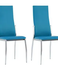 vidaXL Dining Chairs 2 pcs Blue Faux Leather
