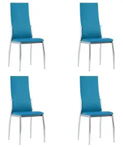vidaXL Dining Chairs 4 pcs Blue Faux Leather
