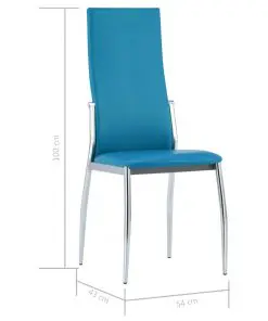 vidaXL Dining Chairs 4 pcs Blue Faux Leather