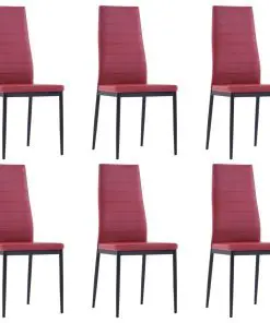 vidaXL Seven Piece Dining Set Wine Red