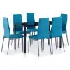 vidaXL Seven Piece Dining Set Blue