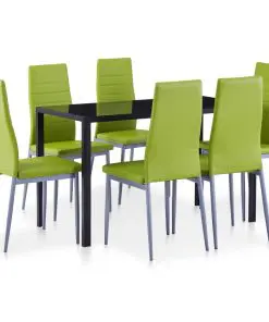 vidaXL Seven Piece Dining Set Green