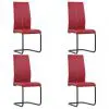 vidaXL Cantilever Dining Chairs 4 pcs Red Faux Leather