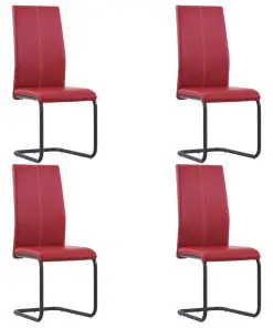 vidaXL Cantilever Dining Chairs 4 pcs Red Faux Leather
