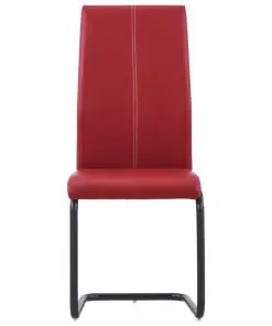 vidaXL Cantilever Dining Chairs 4 pcs Red Faux Leather