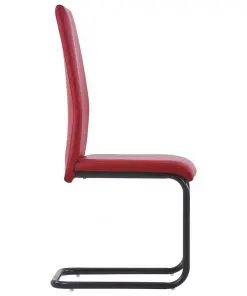 vidaXL Cantilever Dining Chairs 4 pcs Red Faux Leather
