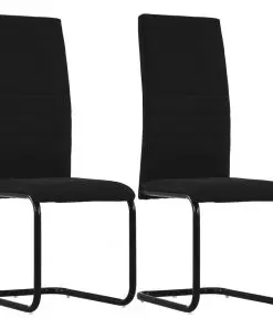 vidaXL Cantilever Dining Chairs 2 pcs Black Fabric