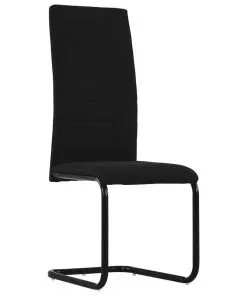 vidaXL Cantilever Dining Chairs 2 pcs Black Fabric