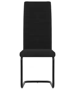 vidaXL Cantilever Dining Chairs 2 pcs Black Fabric