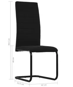vidaXL Cantilever Dining Chairs 2 pcs Black Fabric