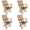vidaXL Folding Outdoor Chairs 4 pcs Solid Acacia Wood vidaXL Folding Outdoor Chairs 4 pcs Solid Acacia Wood