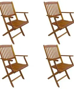 vidaXL Folding Outdoor Chairs 4 pcs Solid Acacia Wood