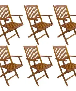 vidaXL Folding Outdoor Chairs 6 pcs Solid Acacia Wood