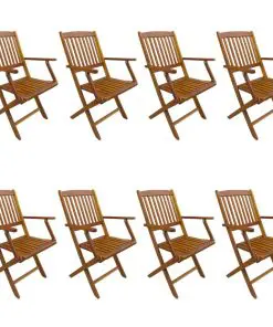 vidaXL Folding Outdoor Chairs 8 pcs Solid Acacia Wood