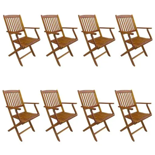 vidaXL Folding Outdoor Chairs 8 pcs Solid Acacia Wood