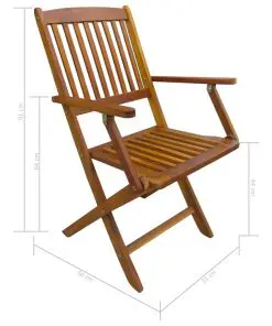 vidaXL Folding Outdoor Chairs 8 pcs Solid Acacia Wood