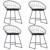 vidaXL Dining Chairs with Faux Leather Seats 4 pcs Black Steel