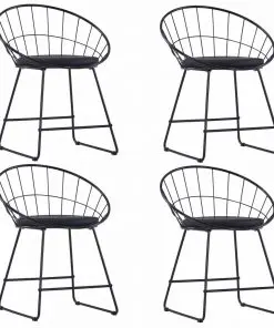 vidaXL Dining Chairs with Faux Leather Seats 4 pcs Black Steel