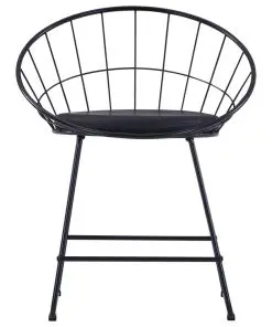 vidaXL Dining Chairs with Faux Leather Seats 4 pcs Black Steel