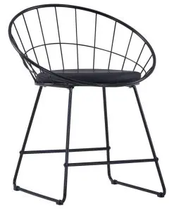 vidaXL Dining Chairs with Faux Leather Seats 4 pcs Black Steel