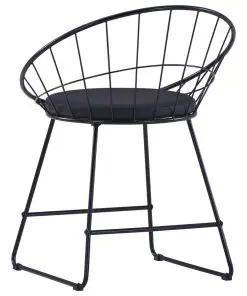 vidaXL Dining Chairs with Faux Leather Seats 4 pcs Black Steel