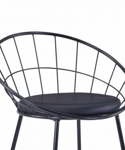 vidaXL Dining Chairs with Faux Leather Seats 4 pcs Black Steel