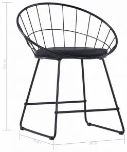 vidaXL Dining Chairs with Faux Leather Seats 4 pcs Black Steel