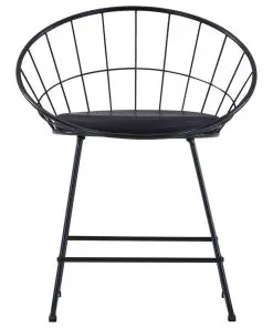 vidaXL Dining Chairs with Faux Leather Seats 6 pcs Black Steel