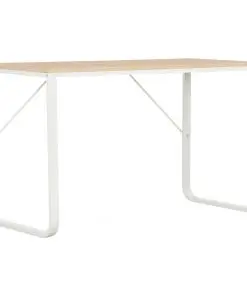 vidaXL Computer Desk White and Oak 120x60x73 cm