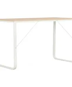 vidaXL Computer Desk White and Oak 120x60x73 cm