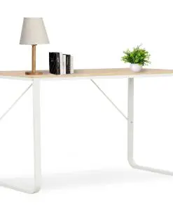 vidaXL Computer Desk White and Oak 120x60x73 cm