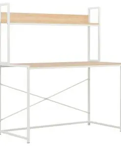 vidaXL Computer Desk White and Oak 120x60x138 cm