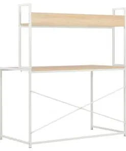 vidaXL Computer Desk White and Oak 120x60x138 cm