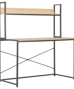 vidaXL Computer Desk Black and Oak 120x60x138 cm