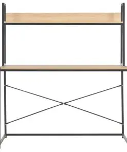 vidaXL Computer Desk Black and Oak 120x60x138 cm