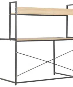 vidaXL Computer Desk Black and Oak 120x60x138 cm