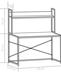 vidaXL Computer Desk Black and Oak 120x60x138 cm