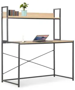vidaXL Computer Desk Black and Oak 120x60x138 cm
