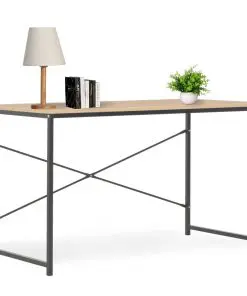vidaXL Computer Desk Black and Oak 120x60x70 cm