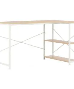 vidaXL Computer Desk White and Oak 120x72x70 cm