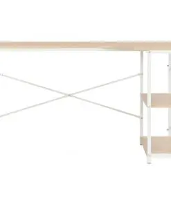 vidaXL Computer Desk White and Oak 120x72x70 cm