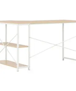 vidaXL Computer Desk White and Oak 120x72x70 cm