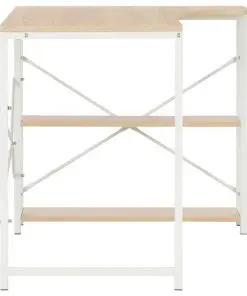 vidaXL Computer Desk White and Oak 120x72x70 cm