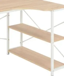 vidaXL Computer Desk White and Oak 120x72x70 cm