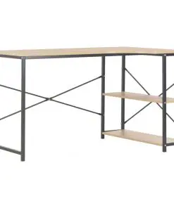 vidaXL Computer Desk Black and Oak 120x72x70 cm