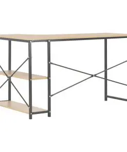 vidaXL Computer Desk Black and Oak 120x72x70 cm
