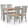 vidaXL 5 Piece Dining Set Solid Oak Wood