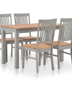 vidaXL 5 Piece Dining Set Solid Oak Wood