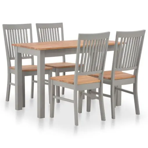 vidaXL 5 Piece Dining Set Solid Oak Wood